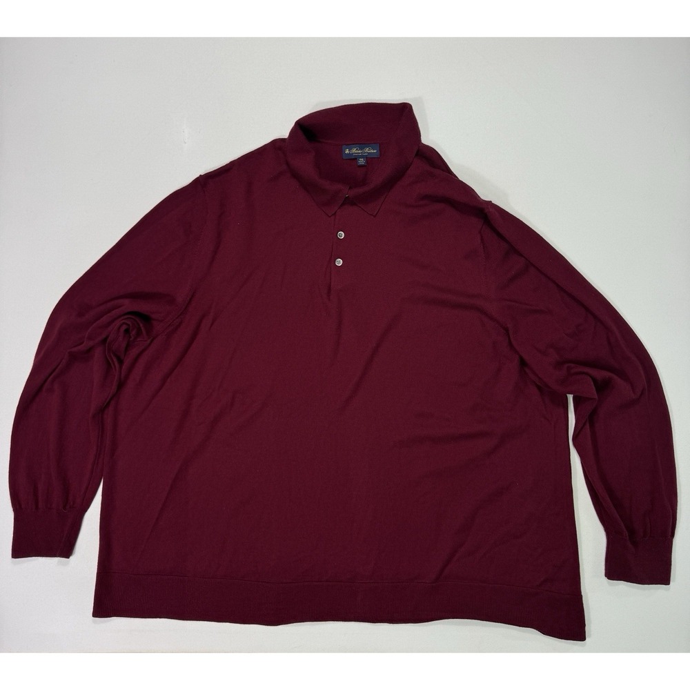 Brooks Brothers Polo Sweater Men 4XL Red Merino Wool Collared Italian Yarn City